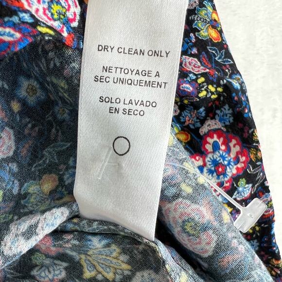 Frame Blouse Top Women XS One Shoulder Floral Print Long Sleeve Feminine Zip - Picture 14 of 15